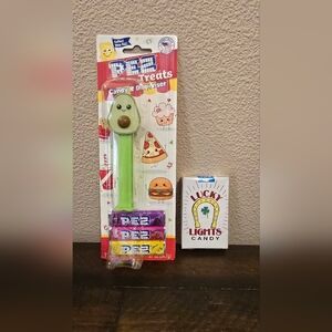 Avocado PEZ Candy Dispenser with Assorted PEZ Candy & Lucky Lights Candy NWT